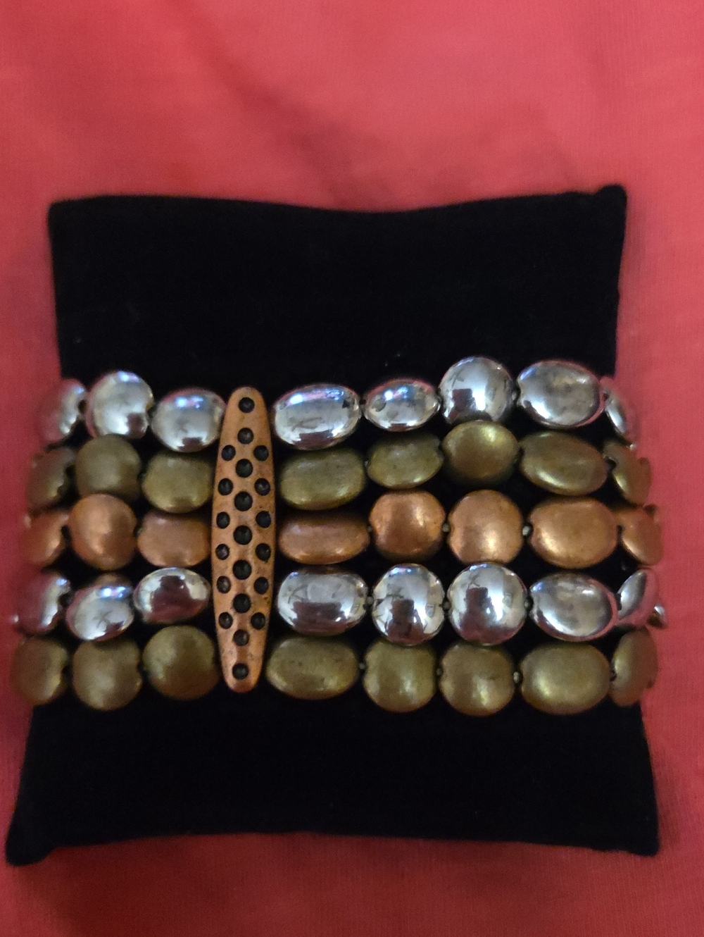 Mixed Metal Stretch Bracelet - Silver, Gold & Bronze NWOT